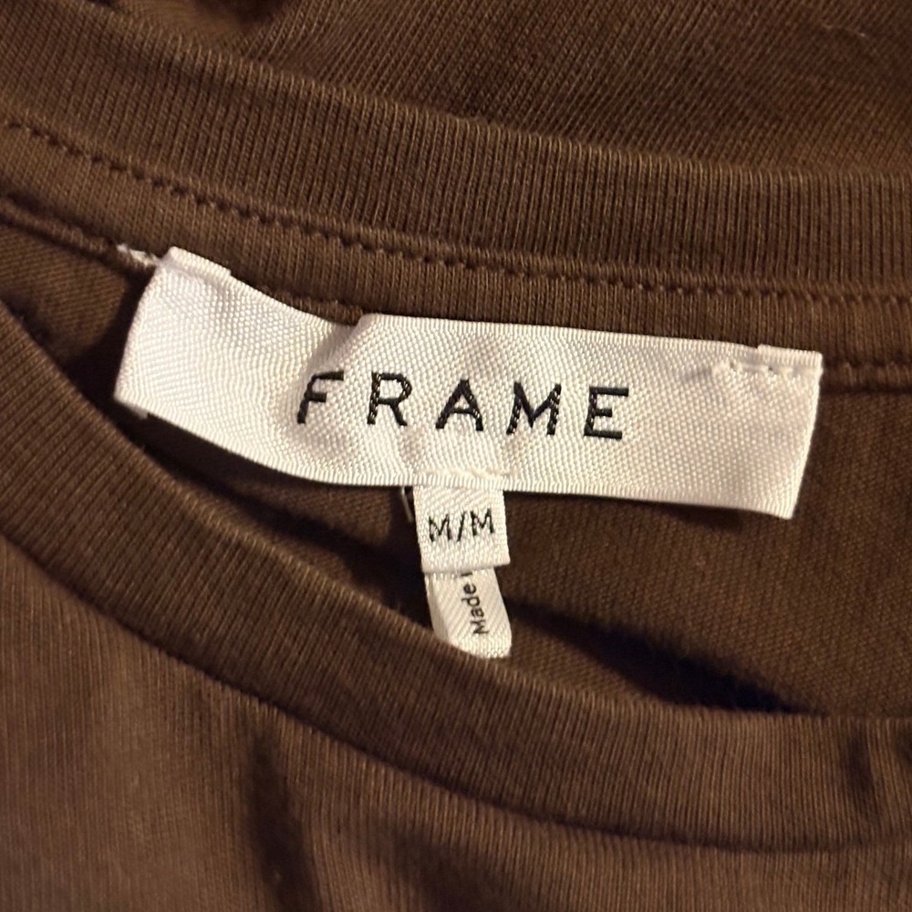 FRAME Womens Le Muscle Midi T Shirt Dress M Chocolate Organic Cotton Minimalist - Picture 7 of 8